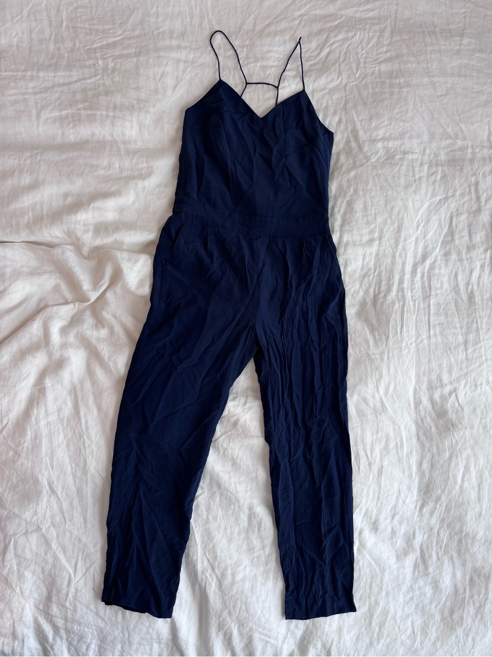 J. Crew Navy jumpsuit with back detail